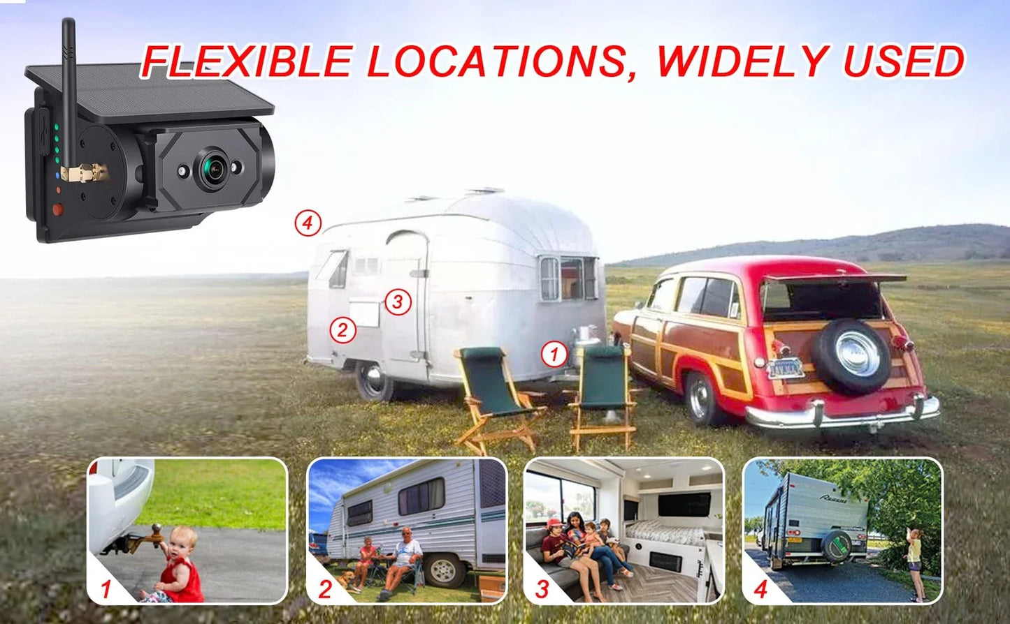 Magnetic, Wireless Wi-Fi, Solar-Powered Car Camera