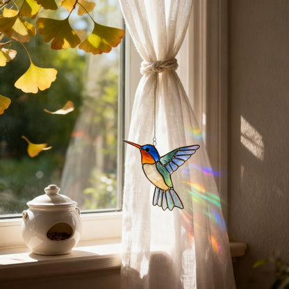🌈Limited-time 60% Off Sale-✨Hummingbird Stained Glass Suncatcher