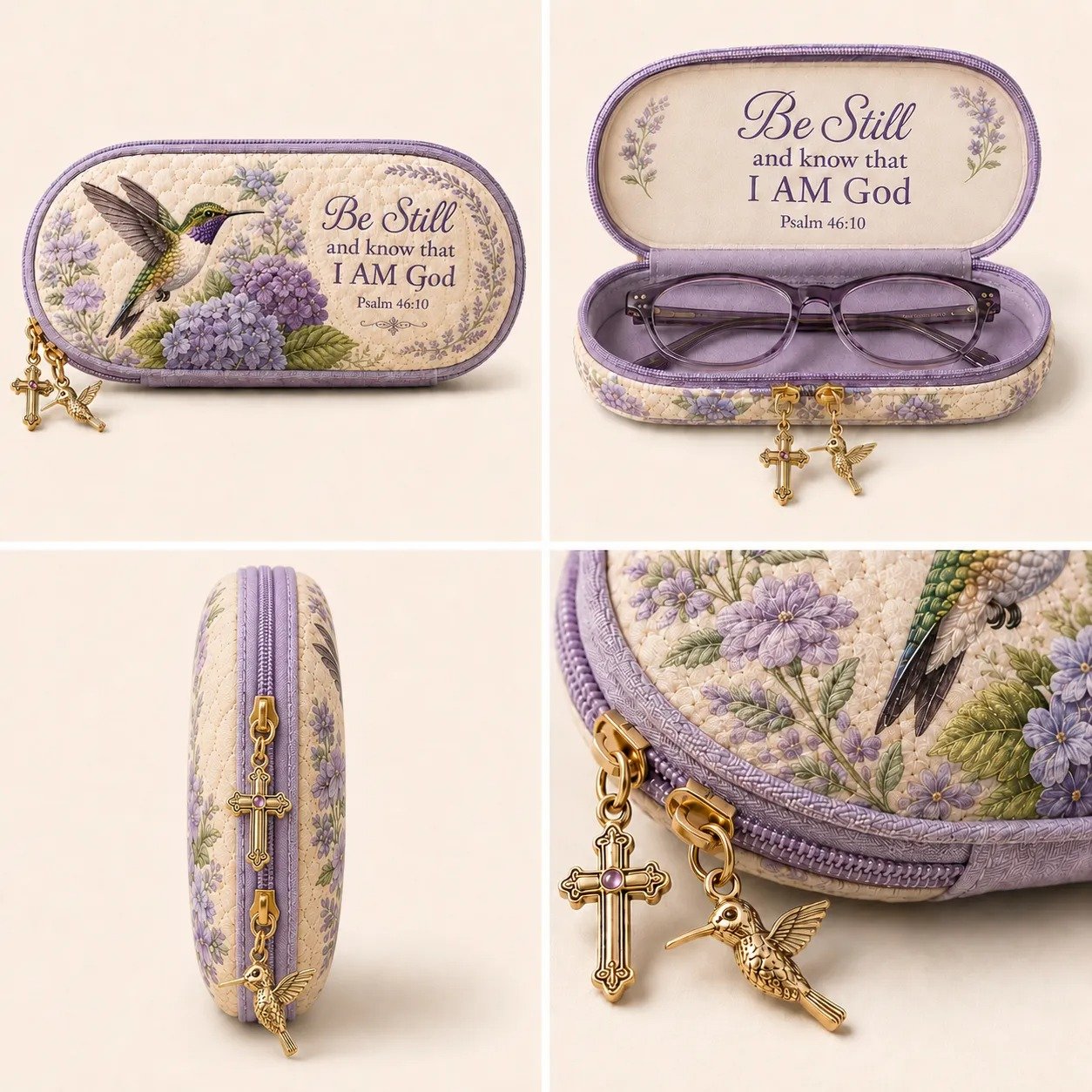 💜Be Still Hummingbird Quilted Glasses Case & Buy 2 Free Shipping
