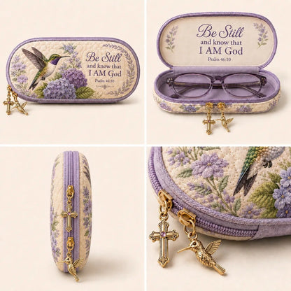 💜Be Still Hummingbird Quilted Glasses Case & Buy 2 Free Shipping