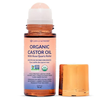Less Mess, More Glow: OrganicCastor Oil With Rose QuartzRoll-On