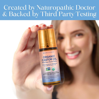 Less Mess, More Glow: OrganicCastor Oil With Rose QuartzRoll-On