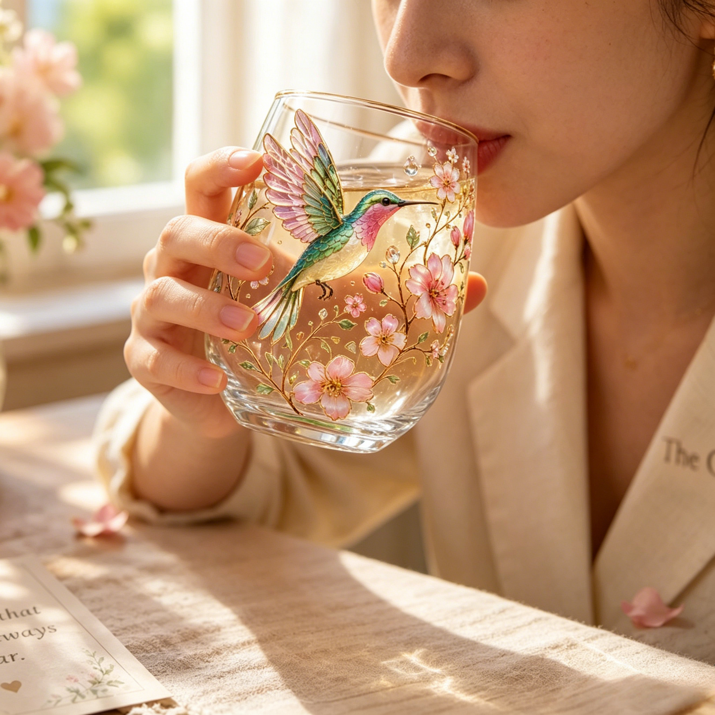 🌸 2026 Limited Edition Hummingbird at Dawn Glass Teacup ☕