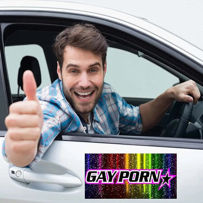 Funny Gay Pride Rainbow Magnet Bumper Sticker Set 10 Unique Designs 7.8X3.1 Inches Reusable Car Accessories for Vehicles & Fridge