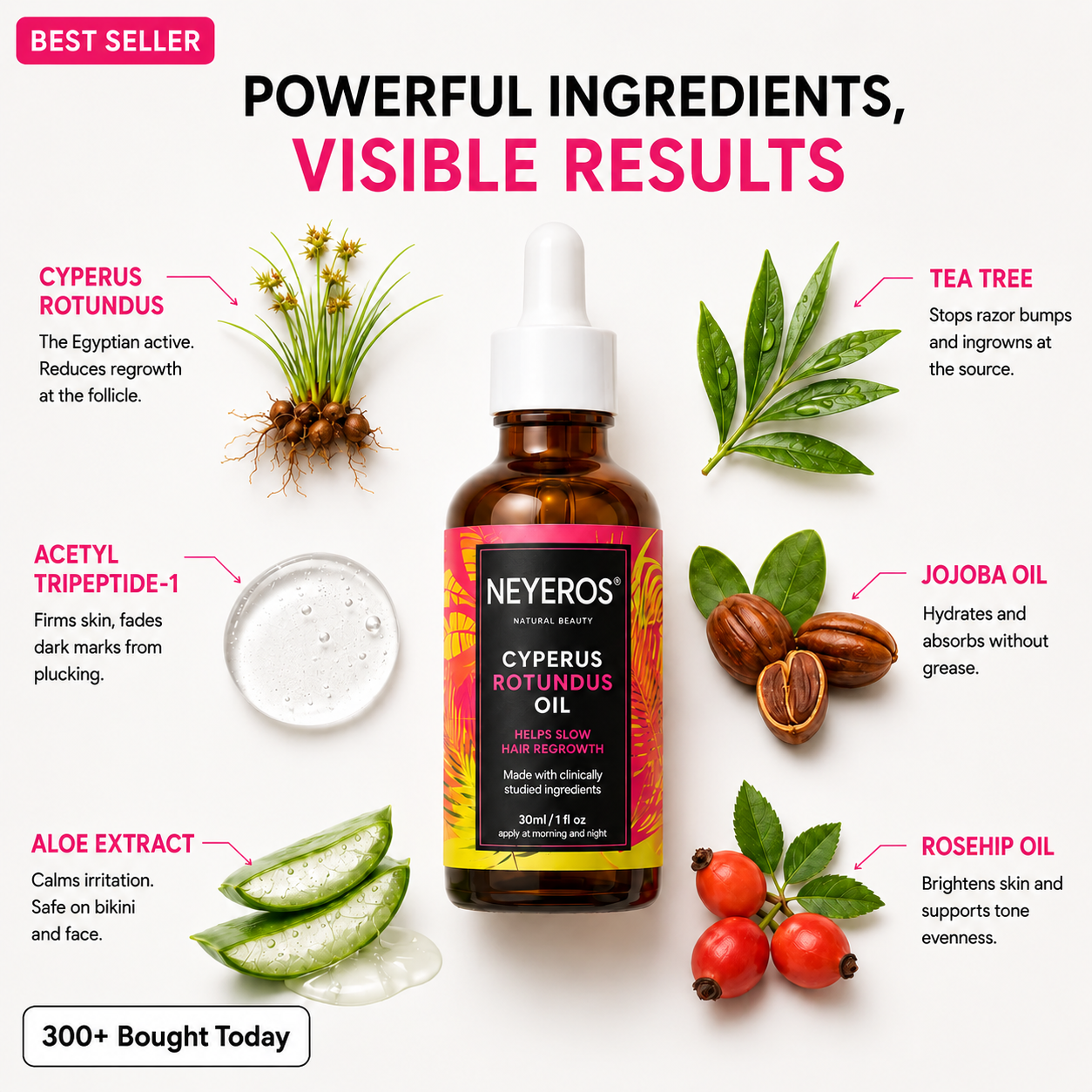 Natural Hair-Reducing Serum with Cyperus Rotundus
