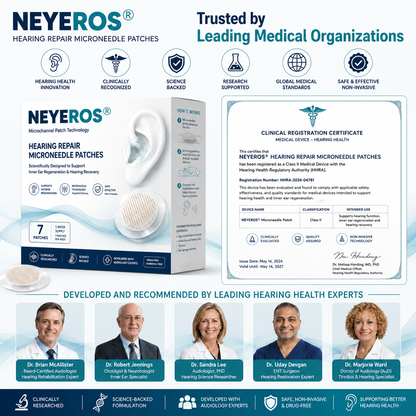 NEYEROS® HEARING REPAIR MICRONEEDLE PATCHES ✅ Targets Hearing Loss, Tinnitus, Ear Infections, Balance Disorders, and Age-Related Ear Degeneration.