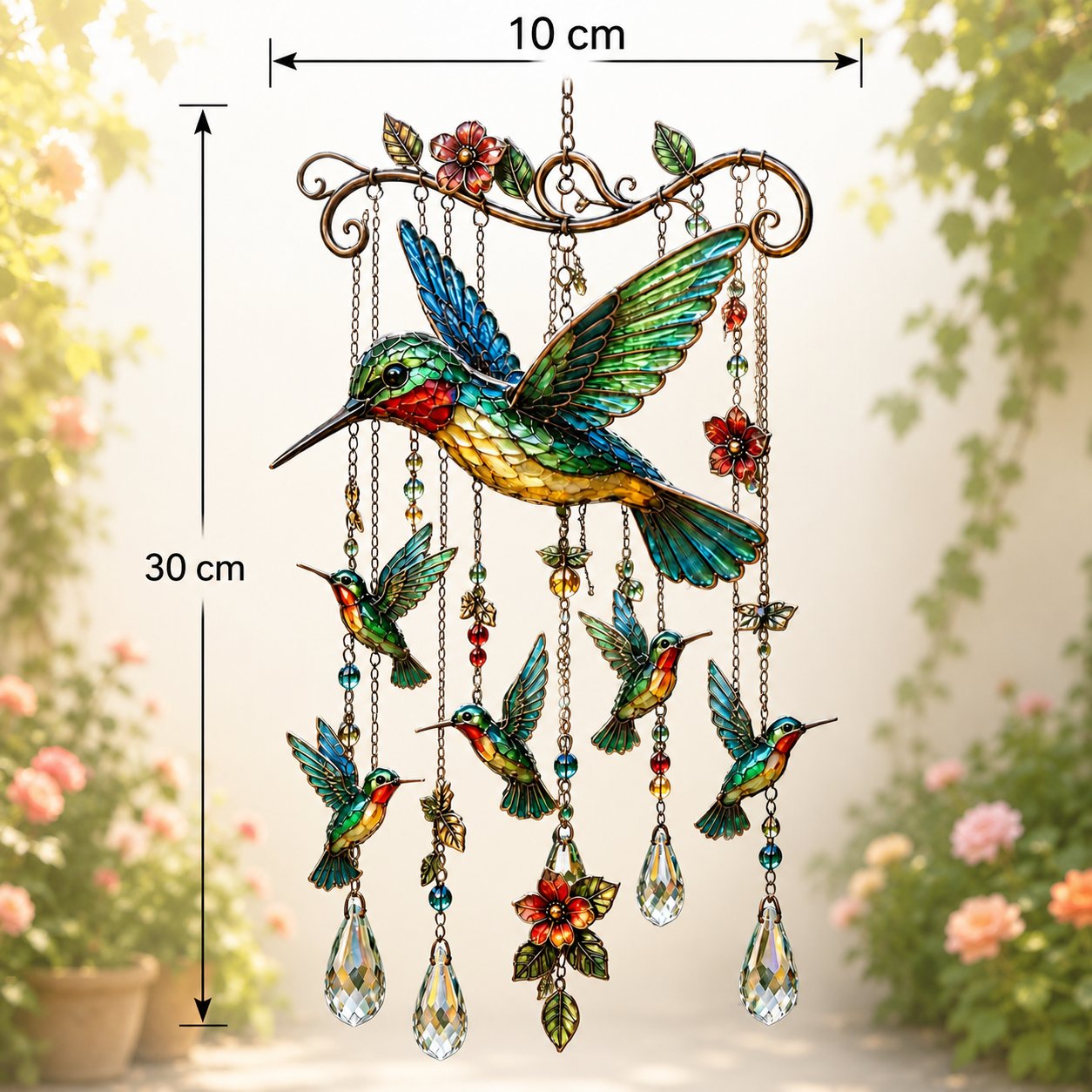 🌸Elegant Hummingbird Garden Wind Chime Suncatcher