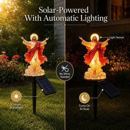 ✝️ Solar-Powered Illuminated Jesus Garden Statue✨