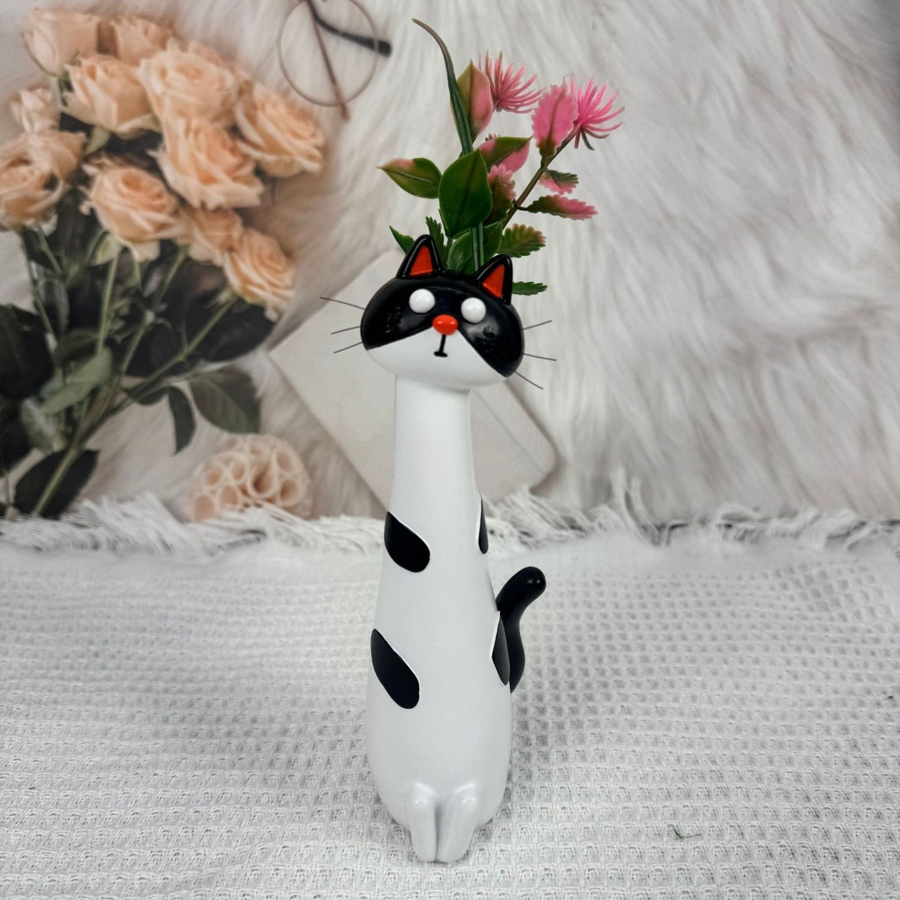 Handmade quirky cat-shaped vase