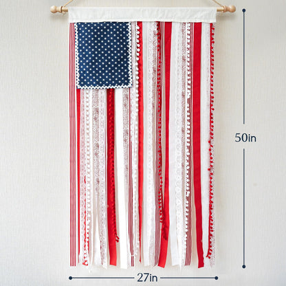 Light-Up American Flag Ribbon Wall Hanging