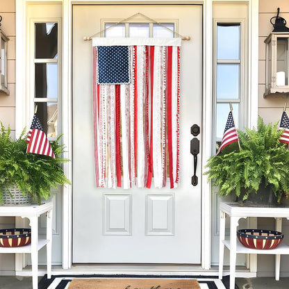 Light-Up American Flag Ribbon Wall Hanging