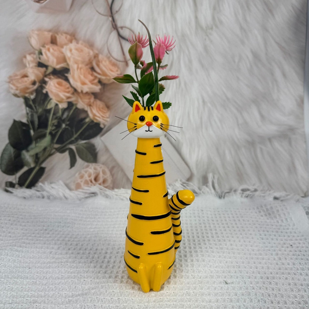 Handmade quirky cat-shaped vase