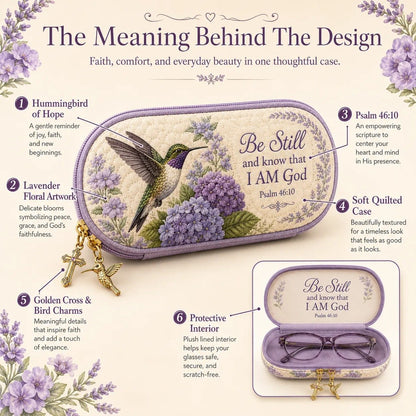 💜Be Still Hummingbird Quilted Glasses Case & Buy 2 Free Shipping