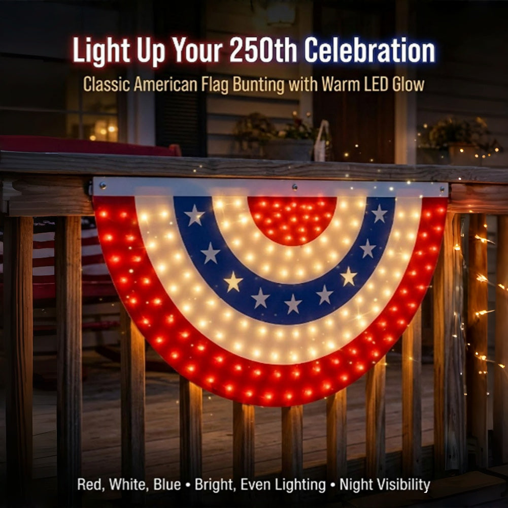 U.S. 250th Anniversary LED Half-Round Flag