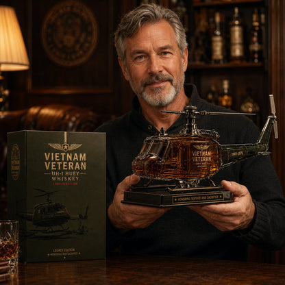 🥃UH-1 Huey Helicopter Veteran Whiskey Decanter – Premium Vietnam Service Memorial Collectible