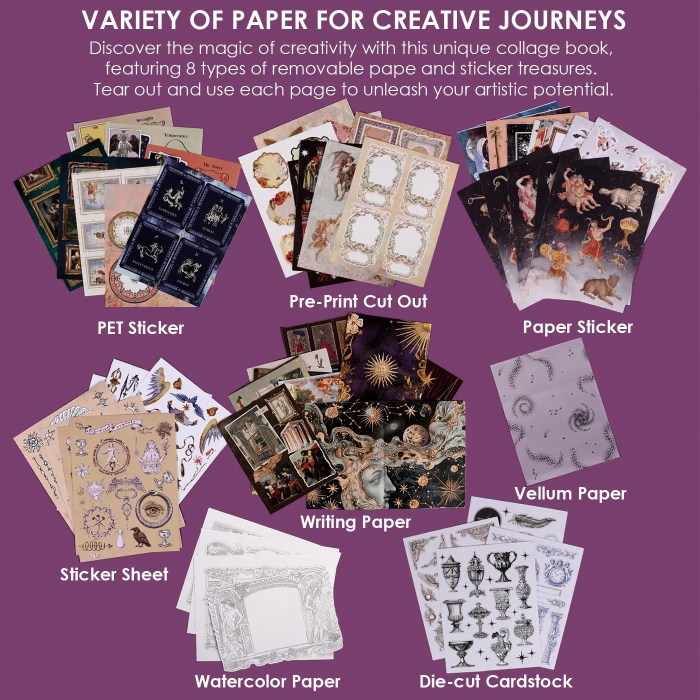 🧙🔮The Mystic Realm Collage Activity Book(✨200+ Pages - Hardcover📕)