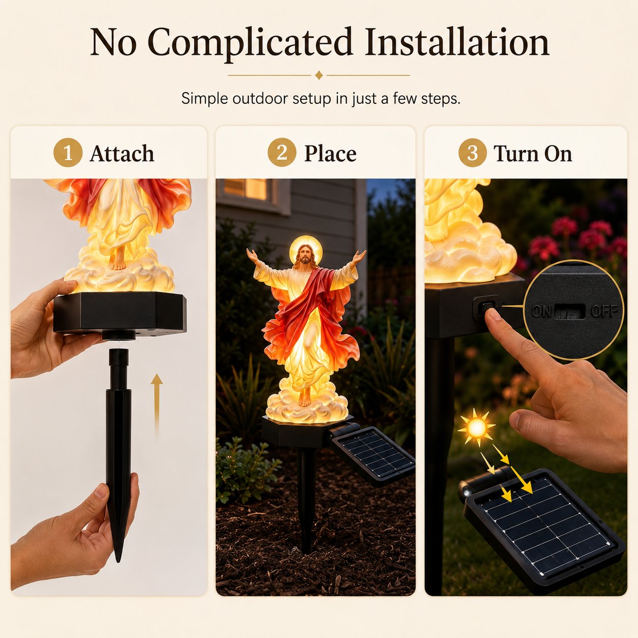 ✝️ Solar-Powered Illuminated Jesus Garden Statue✨