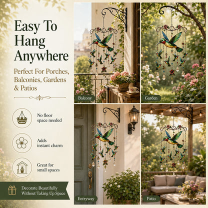 🌸Elegant Hummingbird Garden Wind Chime Suncatcher