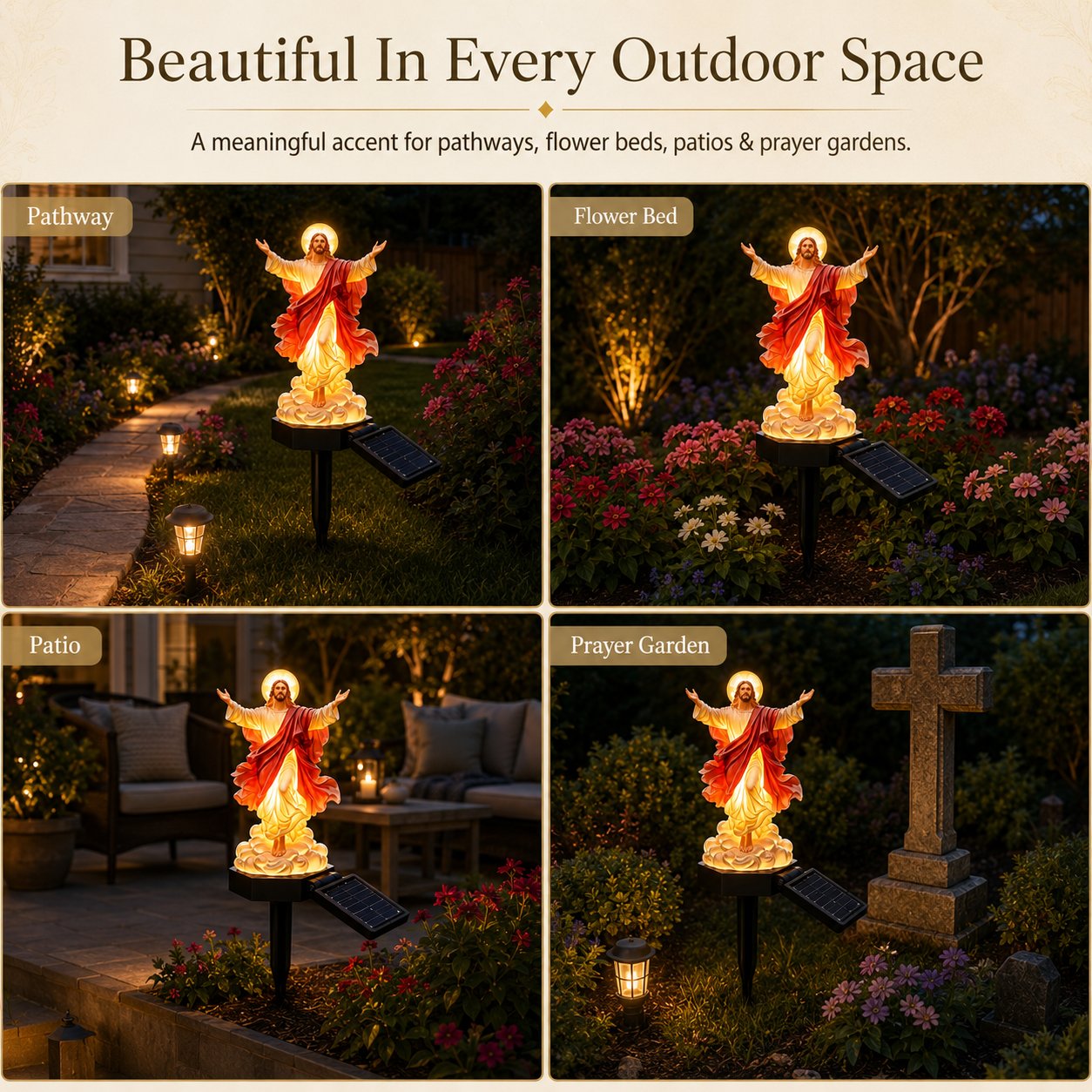 ✝️ Solar-Powered Illuminated Jesus Garden Statue✨