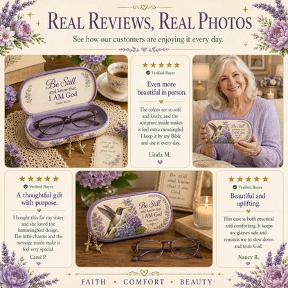 💜Be Still Hummingbird Quilted Glasses Case & Buy 2 Free Shipping