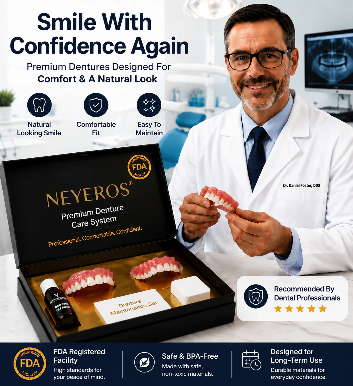 🦷NEYEROS® Advanced Functional Dentures - Get Your Smile Back With A Secure & Comfortable Fit