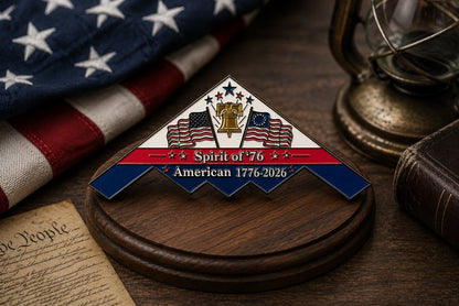 Spirit of ’76 B-2 Stealth Bomber Challenge Coin – 250th Anniversary Patriotic Collectible
