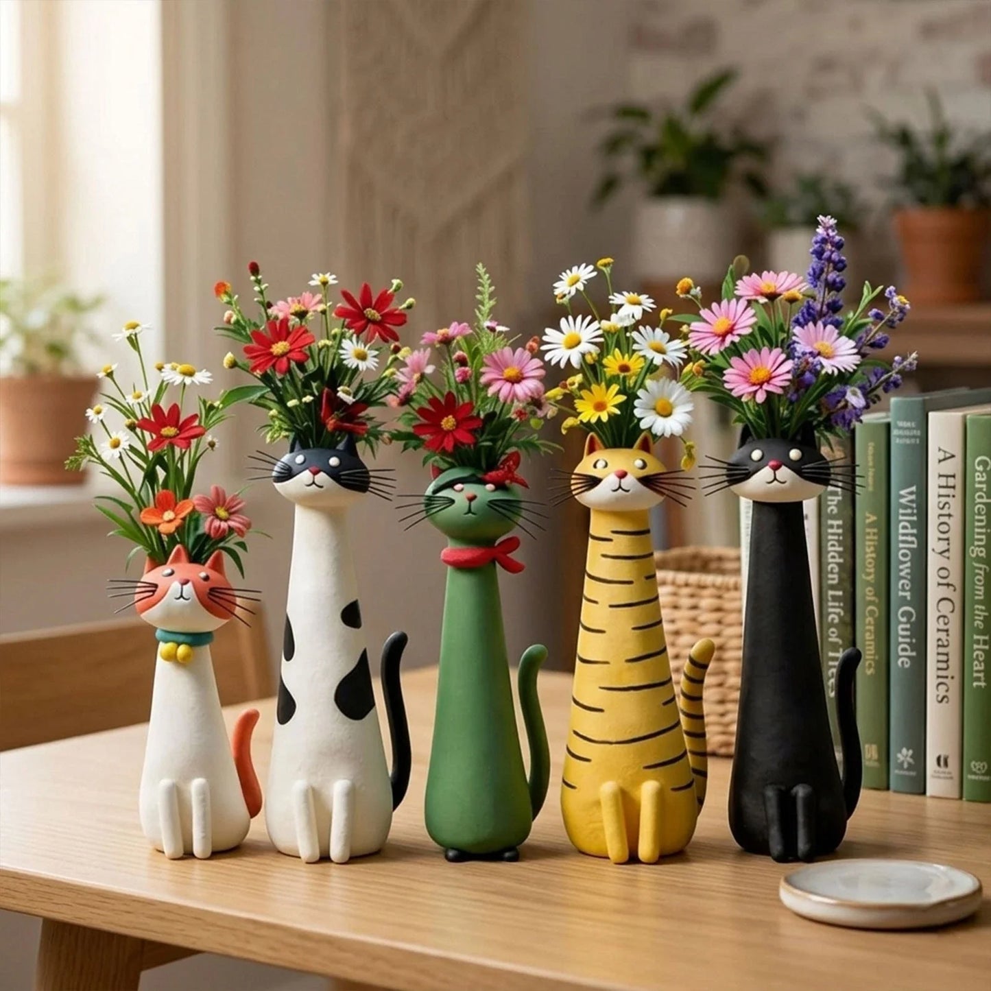 Handmade quirky cat-shaped vase