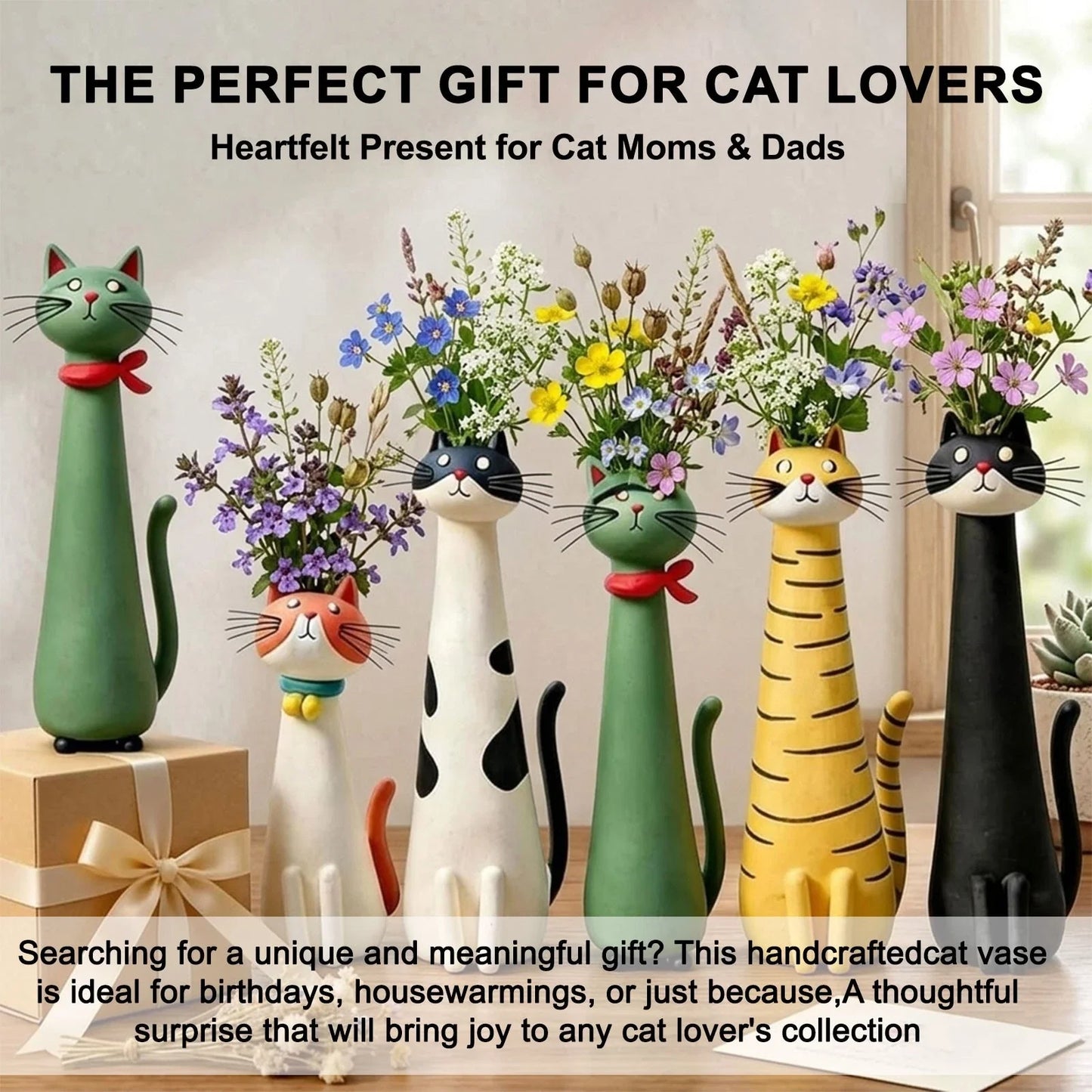Handmade quirky cat-shaped vase