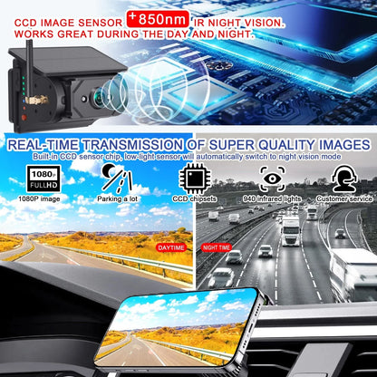 Magnetic, Wireless Wi-Fi, Solar-Powered Car Camera