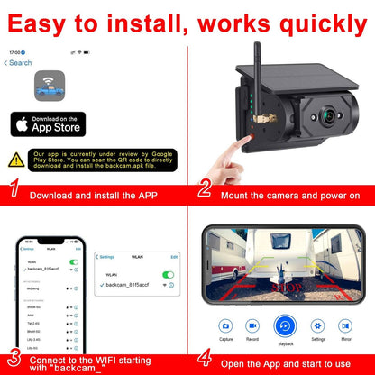 Magnetic, Wireless Wi-Fi, Solar-Powered Car Camera