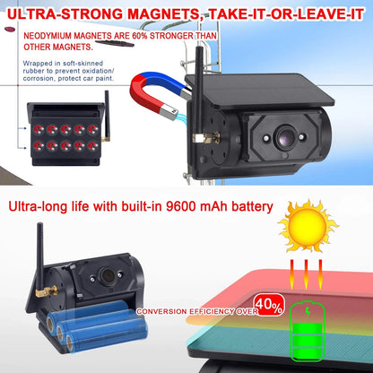 Magnetic, Wireless Wi-Fi, Solar-Powered Car Camera